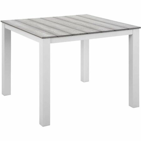 PRIMEWIR Maine Outdoor Patio Dining Table White Metal & Light Gray plywood - 40 in. EEI-1507-WHI-LGR